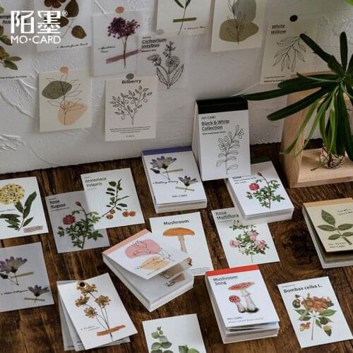 80pcs/book Vintage Beautiful Plant Retro Card Kraft Cards for Deco Stationery LOMO Cards Stationery Notepad Sticky Notes