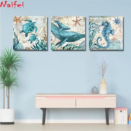 DIY Diamond Painting Sea Turtle Jellyfish dolphin Marine Animal diamond Embroidery 5d mosaic Diamond cross stitch home decor