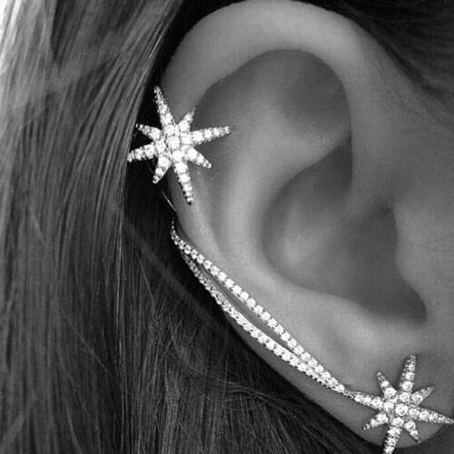 Asymmetric Fringe Exaggeration Long Earrings Womens Zircon Snowflake Fashion Creative Rhinestone Drops Snow Flake Shape Design