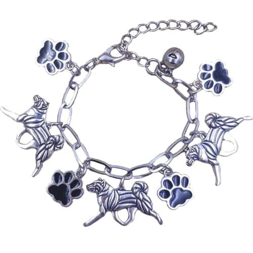 2021 New Retro Dog Animal Stainless Steel Charm Chain Punk Bracelets Akita Pug Briard Dogo Argentina Husky Men Women Gift SB073