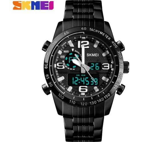 SKMEI Luxury Brand Military Waterproof Watch Men Stainless Steel Sport Digital Fashion Quartz Countdown Wristwatch Clock Relogio