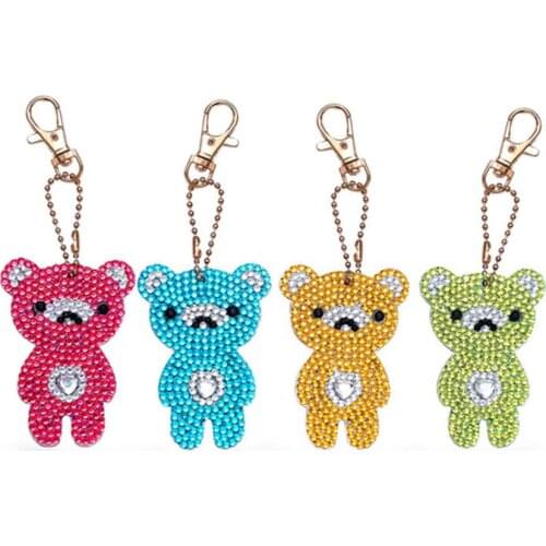 DIY 5D Diamond Embroidery Cartoon Bear Animal Series Key Chain Full Diamond Painting Keychains Cross Stitch Women Bag Key Chain