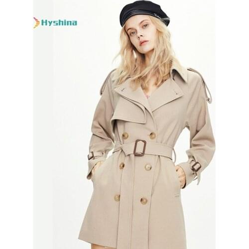 Womens Trench Coat New Leisure Double Breasted Coat S-XL Lage Size