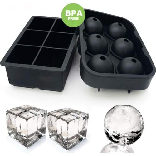Large Size 6 Cell Ice Ball Mold Silicone BPA FREE Ice Cube Trays Whiskey Ice Ball Maker 6 Silicone Molds Maker For Party Bar