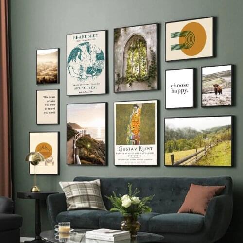 Highland Cattle Grass Ocean Abstract Girl Wall Art Canvas Painting Nordic Posters And Prints Wall Pictures For Living Room Decor