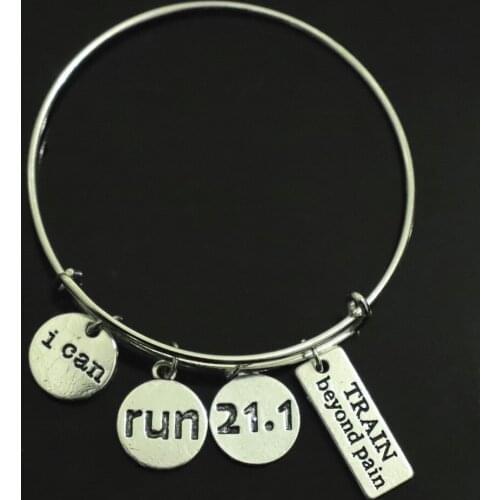 Hot mens and womens running bracelet i can 21.1 RUN metal charms and pendants made adjustable retractable wire bangle