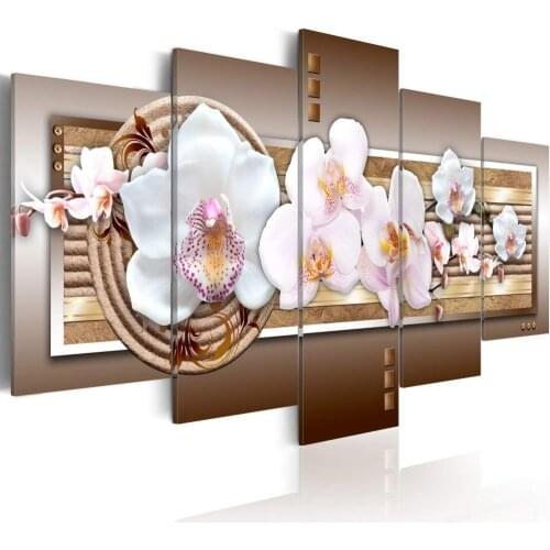 Orchids Flowers Canvas Painting Canvas Art 5 Panel Posters and Prints Wall Art Wall Pictures for Living Room Home Decoration