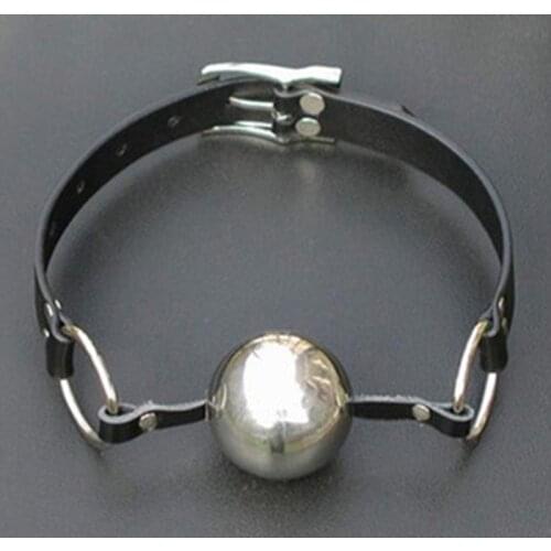 Stainless Steel Mouth Gag Plug Leather Oral Locking Bondage Restraints Adult Games Slave BDSM Fetish adult Sex Toys for woman