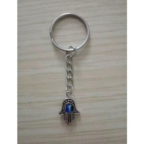 Fashion Retro Alloy"Hamsa Fatima EVIL EYE"key chain-simple atmosphere Pendant Fit DIY charm keychain key ring Accessories