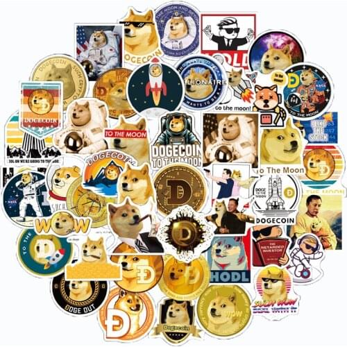 50Pcs Virtual Currency Cartoon Dogecoin Graffiti Stickers For Skateboard Laptop Case Decals Helmet Luggage Scrapbook