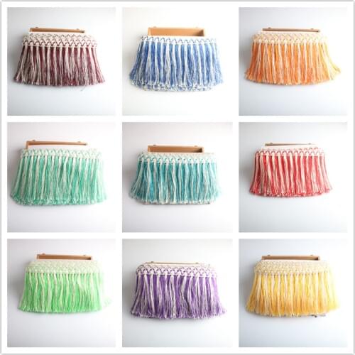 Wholesale 1Yard/lot Lace Fringe Tassel Trim 15cm Wide For Dress Latin Clothes Lace Ribbon Tassels Curtain DIY Decoration