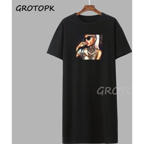 Black Girl Magic Gothic Steetwear T-shirt Dress Summer Fashion Black T-shirt Dress Short Sleeve Harajuku Soft Woman Dress