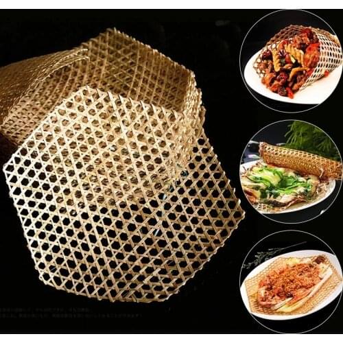 Handmade Bamboo Net Mat Rattan Weaving Webbing For Japanese Food Restaurant Dish Bamboo Mat Placemat Bamboo Net Kitchen Tools