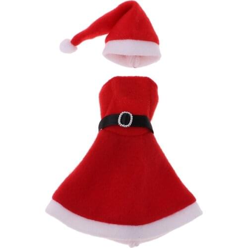 Plush Sleeveless Dress Hat Suits Christmas Outfits For 12inch for Licca