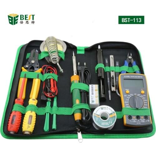 16 in 1 Household Professional Tool with Screwdrivers Soldering Iron Multimeter and Tweezers for Phone Laptop PC repair BST-113