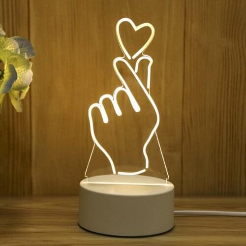 Romantic Love 3D Lamp Acrylic LED Night Light Decorative Table Lamp Valentines Day Sweetheart Wifes Gift