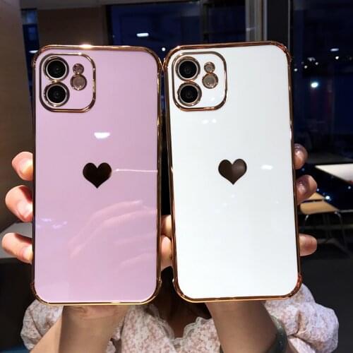 Luxury fashion electroplating love TPU shockproof Protective Case For iPhone12 Mini 12 Pro Max iPhone11 Pro XR XS MAX Case Cover