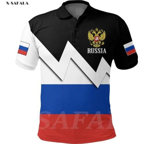 Russian Country Emblem 3D Printed Men Women Polo Shirt Collar Short Sleeve Street Wear Casual Tee Tops Anti-shrink High Quality