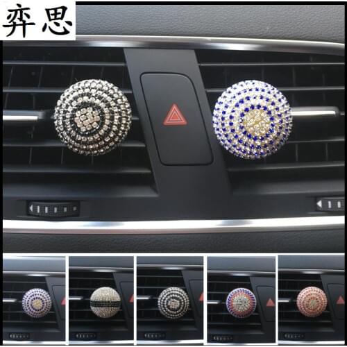 Seven lovely colorful ball modeling Car perfume Ladys car air perfume decoration clip Exquisite diamond ball Car perfume
