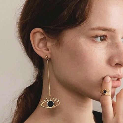 Timlee E177 Fashion Contracted Long Outline Hollow Eyes Ears Alloy Drop Earrings Unique Personality Jewelry wholesale