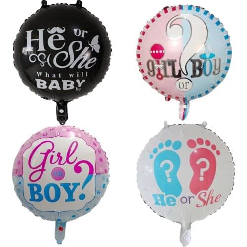 10pcs 18inch he or she boy or girl gender foil balloon baby shower aluminum balls pink blue Gender reveal wedding supplies