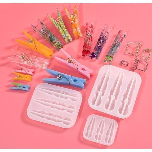 Silicone Epoxy Resin Clips Molds Photo Clip Clothespin Craft Decoration Transparent Resin Clips Mold DIY UV Epoxy Resin Moulds
