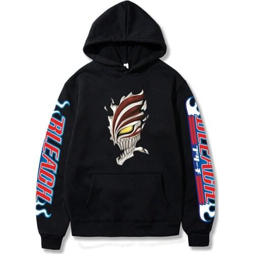 Men Harajuku Hoodie Classic Anime BLEACH Ichigo Hooded Long Sleeve Autumn Pullover Winter Warm Sweatshirt Causal Clothes Male