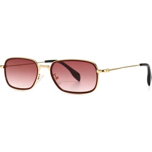 Veshion Female Small Sunglasses Women Square Metal Frame Classic Retro Eyewear Men 2021 Brown Gold High Quality Uv400
