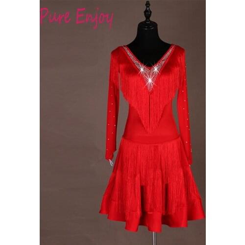 Custom Made tassel latin dance dress women latin dress red salsa dress latin practice wear latin competition dress salsa costume