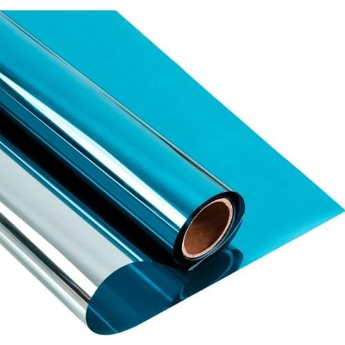 HOHOFILM Blue&Silver 10m/20m/30m Mirrored Window Film Glass Sticker One Way Sticker adhesive Reflective Heat Insulation