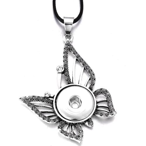New Vintage Butterfly Snap Pendant Necklace for Women 18mm Snap Button Jewelry Interchangeable Necklace With Chain Snap Jewelry
