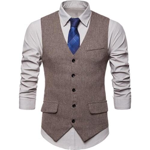 Herringbone Design Men Vests Single-breasted Sleeveless Vest Men Slims Sleeveless Waistcoat Men Slim Formal Vest chaleco hombre