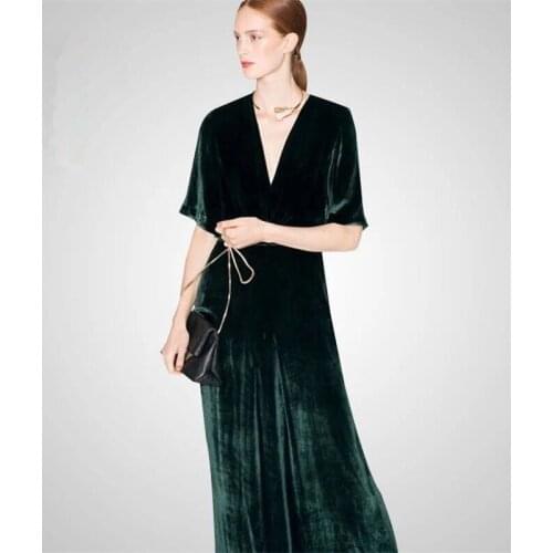 Winter Fashion Plus Size S-7XL Women Dress Velvet Autumn plus Size Party Dress Office Female Large Size 2020 Maxi dresses V-neck