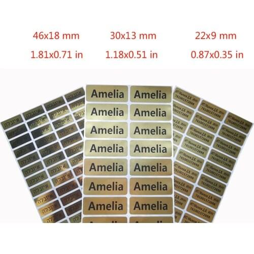 Golden Personalized Name Stickers Students Labels Personal Belonging Tag Customized Adhesive Waterproof Name Stickers