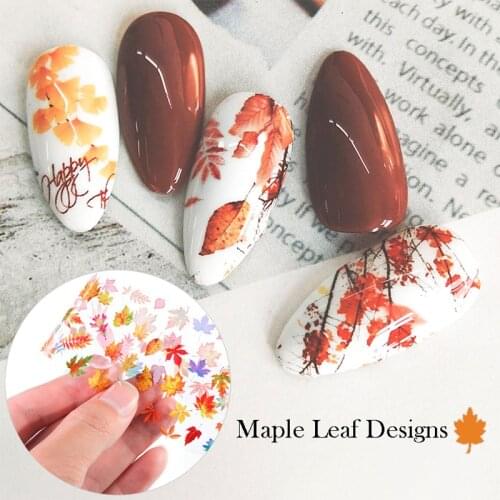 10 Sheet Transfer Maple Leaf Design Nail Art Sticker Colorful Golden Autumn Flowers Foil Decal Nail Art Decoration For manicure
