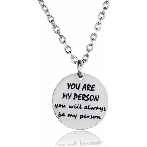 12PC/Lot Family Friends Necklaces You Are My Person You Will Always Be My Person Stainless Steel Pendant Necklace Lovers Gifts