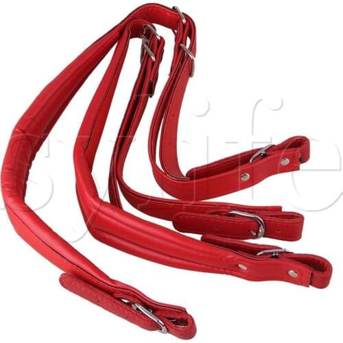 2 Pieces Red Accordion Leather Shoulder Strap Adjustable Buckles