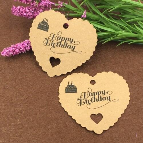 200Pcs Brown Heart Paper Mark New Kraft Paper Tags Hang Pricing Label Party Wedding Gift Favors Boxes Tag Card