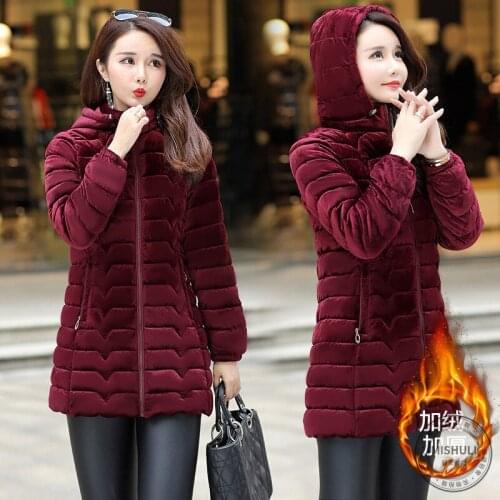 2019 Parkas Female Women Winter Gold velvet Coat Thickening Cotton Jacket Parkas for Women Winter Long Thick Warm Cotton Outwear