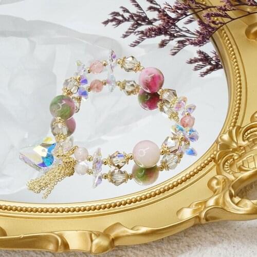 2021 Korean Crystal bracelet fresh wind fairy wind friendship bracelets female holiday wind ginkgo leaf for women Jewelry