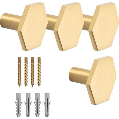 4Pcs Modern Wall Hooks Made From Solid Brass. Perfect Purse Wall Hanger, Perfect for Coats, Jackets, Hats, Scarves, Bags