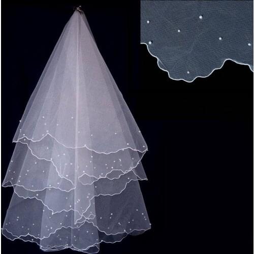 1.25 Meter White Wedding Bridal Veils Short One Layer Bridal Veil Edge No Comb Wedding Accessories