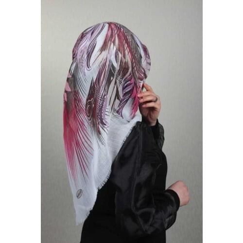 BLUELİFE SHİNE PATTERNED SILVERY LINEN SCARF-DESEN-01-RENK-12