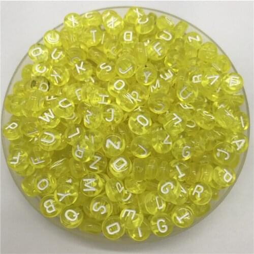 100pcs 7mm Letter Beads Yellow Mix Oval Shape 26 Alphabet Charms DIY Beads For Bracelet Necklace Jewelry Making