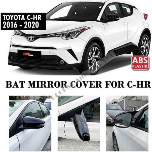 For TOYOTA C-HR Bat Mirror Cover 2016 2017 2018 2019 2020 Glossy Piano Black 2 Pieces Wing Car Styling Auto Accessory Universal