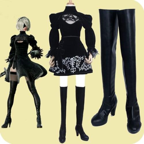 NieR: Automata 2B YoRHa No.2 Type B Black Cosplay Shoes Boots Halloween Carnival Cosplay Costume Accessories