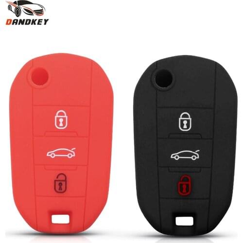 Dandkey 3 Buttons Silicone Flip Remote Car Key Fob Cover Holder For Peugeot 3008 208 308 RCZ 508 408 2008 407 307 4008 Key Case