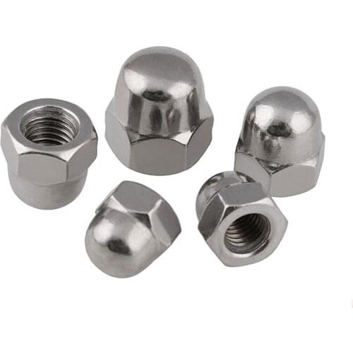 10pcs/lot Stainless Steel 304 Inch American Ball Head Nut 1/4 5/16 3/8-5/8 #6#8#10 Cap Hex Nut Hand-Tightening Nut Hub Nut