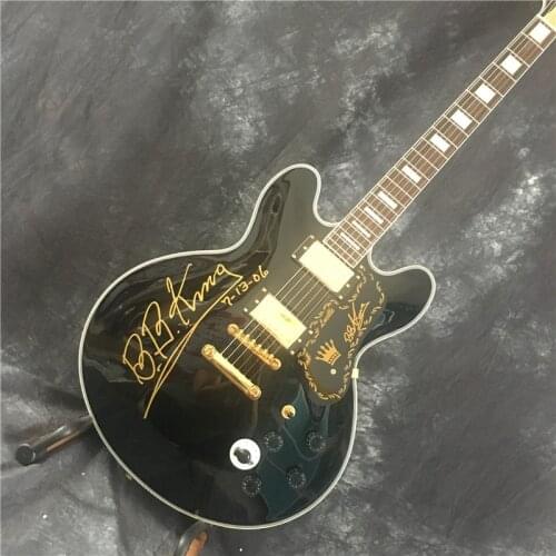 Jazz Electric Guitar, Instrument Customization Factory, 6-String Hollow Body, Black, Live Shot, Red Sandalwood TuningFork