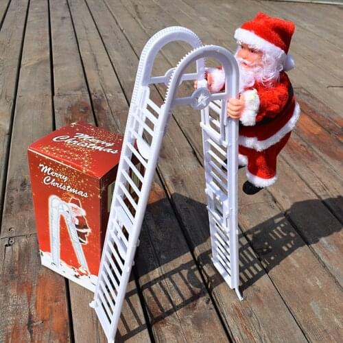 Electric Toy Santa Claus Electric Climbing Ladder Hanging Decoration Christmas Tree Ornaments Gifts New Year Kids Gifts Party